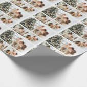 Elegante Minimalistische Kerst 3 Foto Collage Cadeaupapier (Hoek)