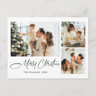 Elegante minimalistische kerst 3 foto groet briefkaart