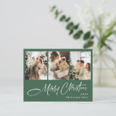 Elegante minimalistische kerst 3 foto groet briefkaart (Staand voorkant)