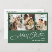 Elegante minimalistische kerst 3 foto groet briefkaart (Voorkant / Achterkant)