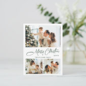 Elegante minimalistische kerst 3 foto groet briefkaart (Staand voorkant)