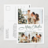 Elegante minimalistische kerst 3 foto groet briefkaart (Voorkant / Achterkant)