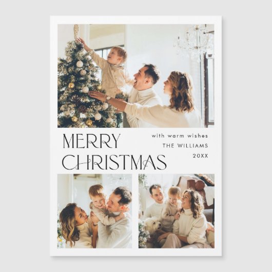 Elegante minimalistische kerst 3 FOTO magnetische  (Voorkant)