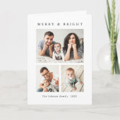 Elegante minimalistische kerst 3 foto QR code Feestdagen Kaart (Voorkant)
