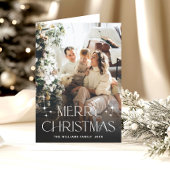 Elegante minimalistische kerst 3 foto QR code Feestdagen Kaart