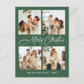 Elegante minimalistische kerst 4 foto groet briefkaart (Voorkant)