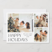 Elegante minimalistische kerst 4 foto QR code Feestdagenkaart (Voorkant)