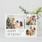 Elegante minimalistische kerst 4 foto QR code Feestdagenkaart (Staand voorkant)