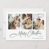 Elegante minimalistische kerst 4 foto QR code Feestdagenkaart (Voorkant)