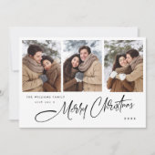 Elegante minimalistische kerst 4 foto QR code Feestdagenkaart (Voorkant)