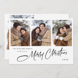 Elegante minimalistische kerst 4 foto QR code Feestdagenkaart