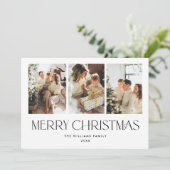 Elegante minimalistische kerst 4 foto QR code Feestdagenkaart (Staand voorkant)