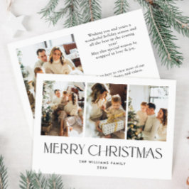 Elegante minimalistische kerst 4 foto QR code Feestdagenkaart