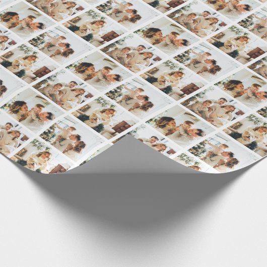 Elegante minimalistische kerst 4 fotocollage cadeaupapier (Hoek)