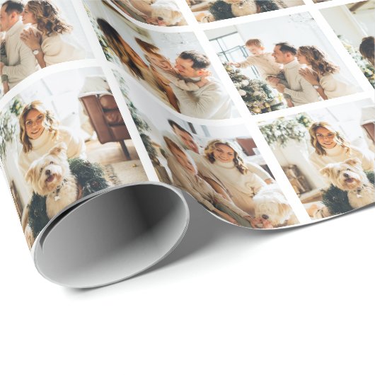 Elegante minimalistische kerst 4 fotocollage cadeaupapier (Rol Hoek)