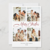 Elegante minimalistische kerst 5 foto QR code Feestdagenkaart (Voorkant)