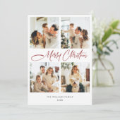 Elegante minimalistische kerst 5 foto QR code Feestdagenkaart (Staand voorkant)