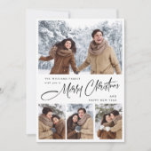 Elegante minimalistische kerst 5 foto QR code Feestdagenkaart (Voorkant)