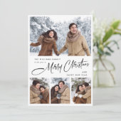 Elegante minimalistische kerst 5 foto QR code Feestdagenkaart (Staand voorkant)