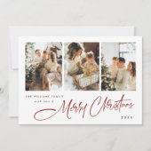 Elegante minimalistische kerst 5 foto QR code Feestdagenkaart (Voorkant)