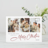 Elegante minimalistische kerst 5 foto QR code Feestdagenkaart (Staand voorkant)