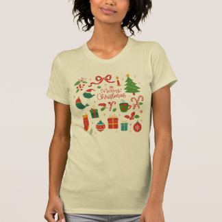 Elegante Minimalistische Kerst Doodles Handgeteken T-shirt