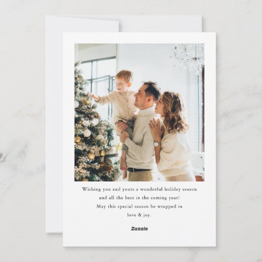 Elegante Minimalistische Kerst Handgetekende Foto Feestdagenkaart (Achterkant)