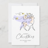 Elegante Minimalistische Kerst Reindeer Groet Feestdagenkaart (Voorkant)