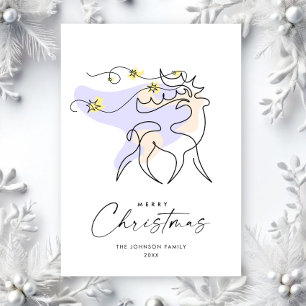 Elegante Minimalistische Kerst Reindeer Groet Feestdagenkaart