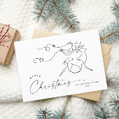 Elegante Minimalistische Kerst Reindeer Wenskaart Feestdagenkaart