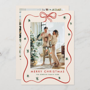 Elegante minimalistische kerstboog lint 5 foto feestdagenkaart