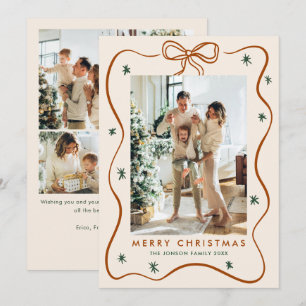 Elegante minimalistische kerstboog lint 5 foto feestdagenkaart