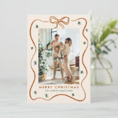 Elegante minimalistische kerstboog lint 5 foto feestdagenkaart (Staand voorkant)