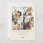 Elegante minimalistische kerstboog lint 5 foto feestdagenkaart (Achterkant)