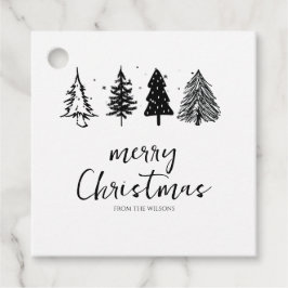 Elegante minimalistische kerstboom bedankjes labels