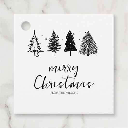 Elegante minimalistische kerstboom bedankjes labels (Voorkant)
