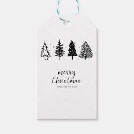 Elegante minimalistische kerstboom cadeaulabel