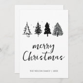 Elegante minimalistische kerstboom feestdagenkaart (Voorkant / Achterkant)