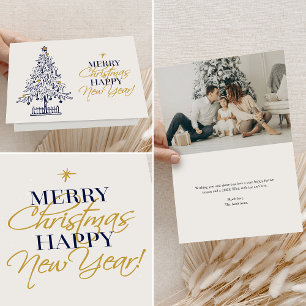 Elegante Minimalistische Kerstboom Foto Kaart