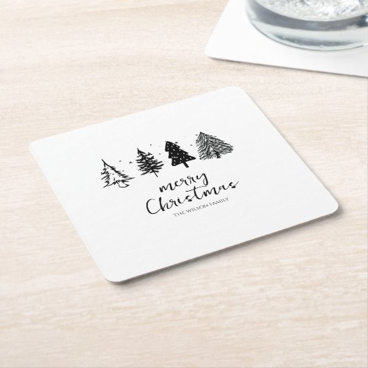 Elegante minimalistische kerstboom kartonnen onderzetters (Schuin)
