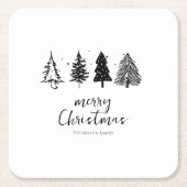 Elegante minimalistische kerstboom kartonnen onderzetters (Voorkant)