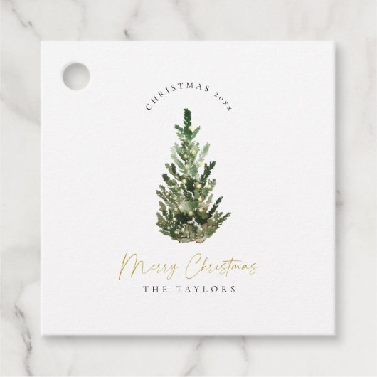 Elegante minimalistische kerstboom kerstcadeau bedankjes labels (Voorkant)