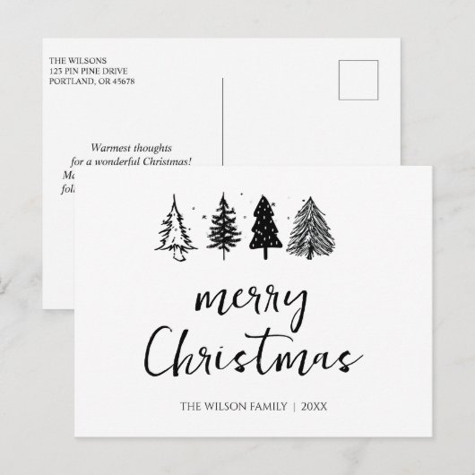 Elegante minimalistische kerstboom niet-foto feestdagenkaart (Voorkant / Achterkant)