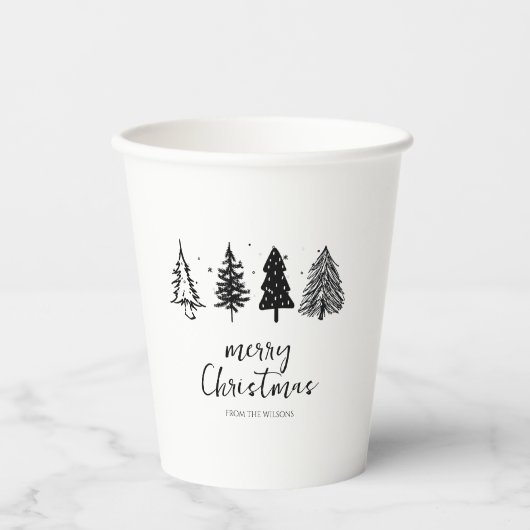 Elegante minimalistische kerstboom papieren bekers (Voorkant)