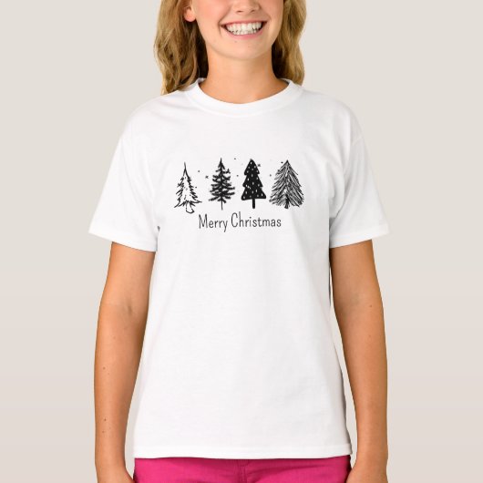 Elegante minimalistische kerstboom t-shirt (Voorkant)