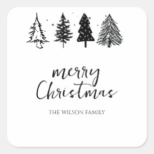 Elegante minimalistische kerstboom vierkante sticker