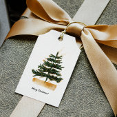 Elegante minimalistische kerstboomvakantie cadeaulabel