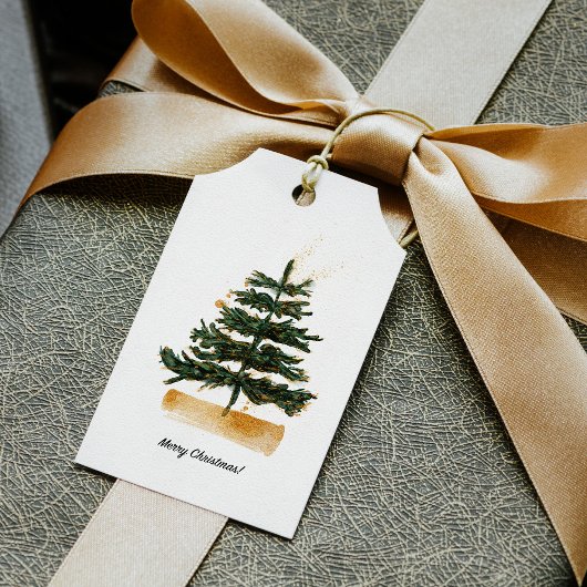 Elegante minimalistische kerstboomvakantie cadeaulabel