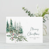 Elegante minimalistische kerstdennenboom begroetin feestdagenkaart (Staand voorkant)