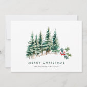 Elegante minimalistische kerstdennenboom begroetin feestdagenkaart (Voorkant)